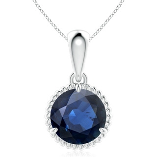 10mm AA Rope-Framed Claw-Set Blue Sapphire Solitaire Pendant in P950 Platinum