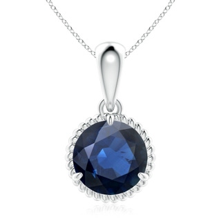 9mm AA Rope-Framed Claw-Set Blue Sapphire Solitaire Pendant in P950 Platinum