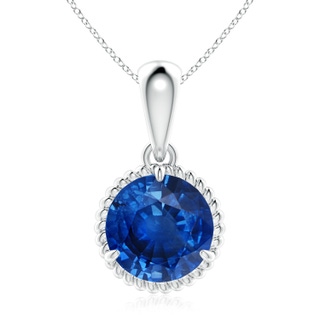9mm AAA Rope-Framed Claw-Set Blue Sapphire Solitaire Pendant in P950 Platinum
