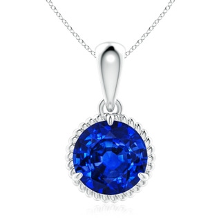 9mm AAAA Rope-Framed Claw-Set Blue Sapphire Solitaire Pendant in P950 Platinum