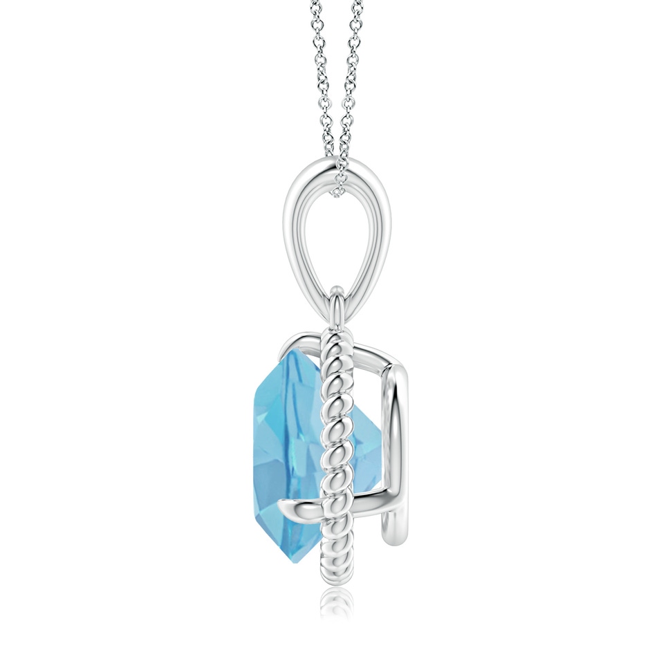 10mm A Rope-Framed Claw-Set Swiss Blue Topaz Solitaire Pendant in P950 Platinum side 199