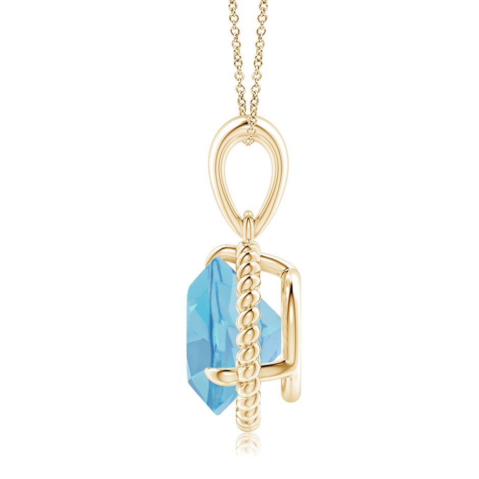 10mm A Rope-Framed Claw-Set Swiss Blue Topaz Solitaire Pendant in Yellow Gold side 199