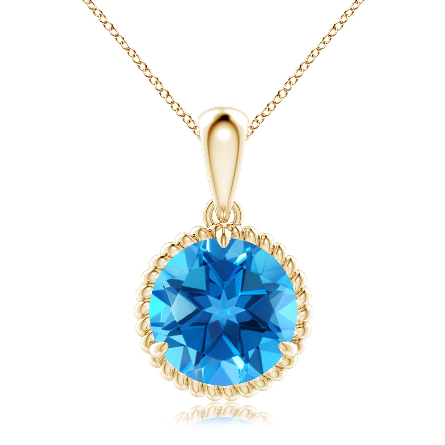 Dancing Swiss Blue Topaz Solitaire Drop Pendant | Angara