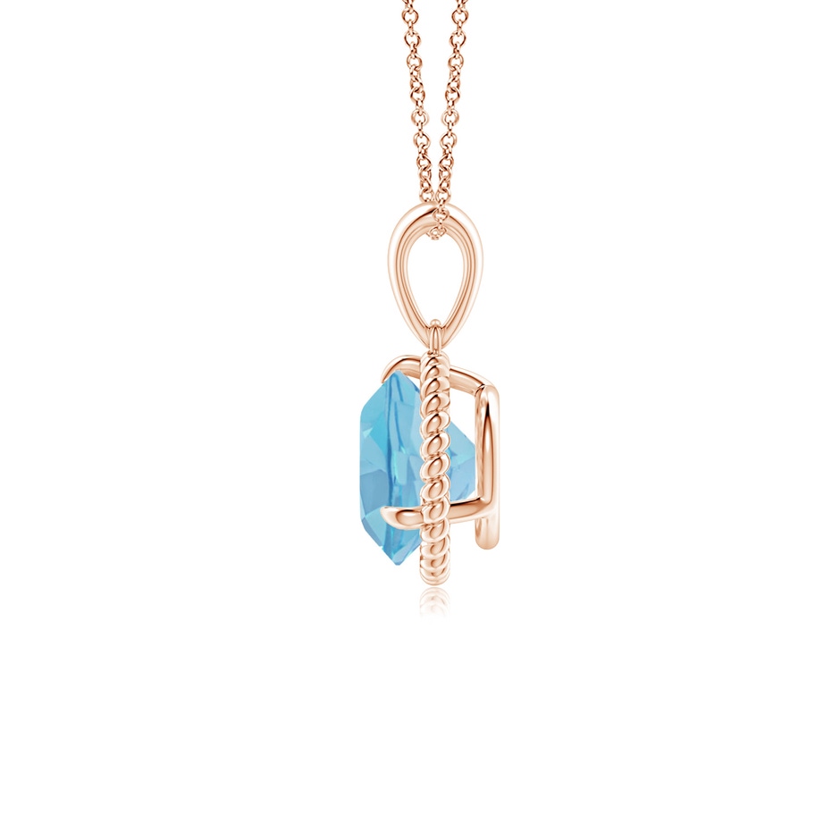7mm A Rope-Framed Claw-Set Swiss Blue Topaz Solitaire Pendant in 9K Rose Gold side 199