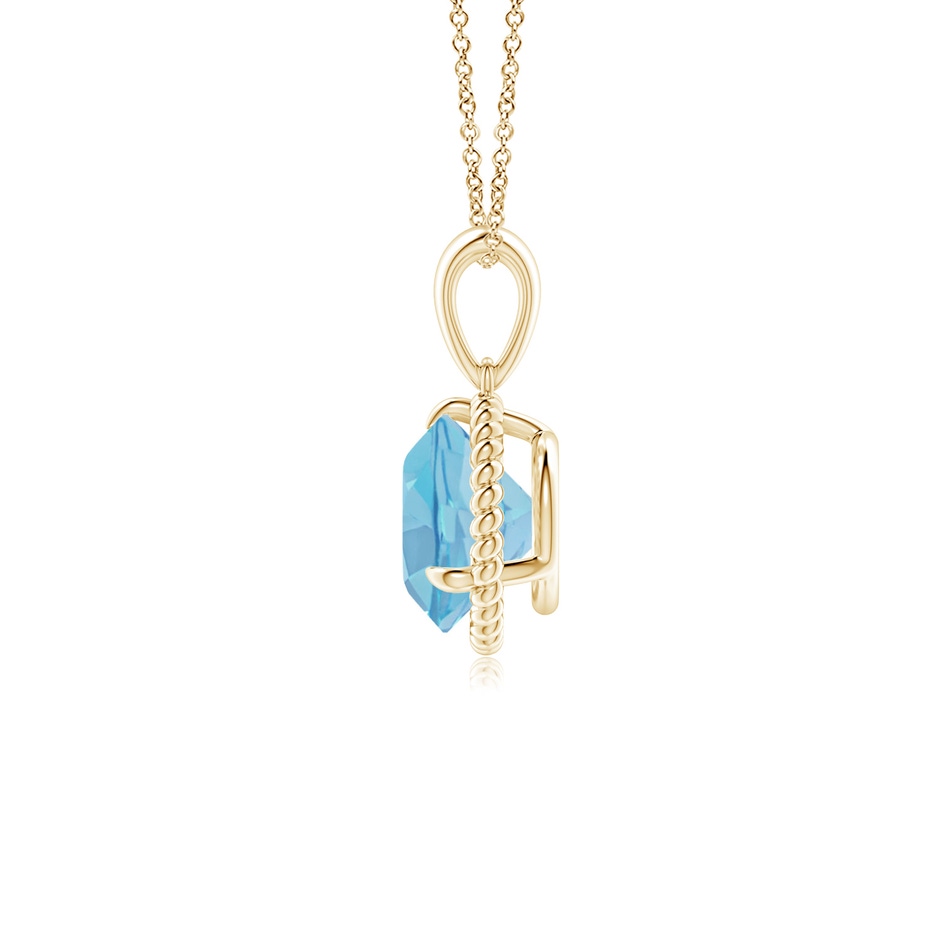 7mm A Rope-Framed Claw-Set Swiss Blue Topaz Solitaire Pendant in Yellow Gold side 199