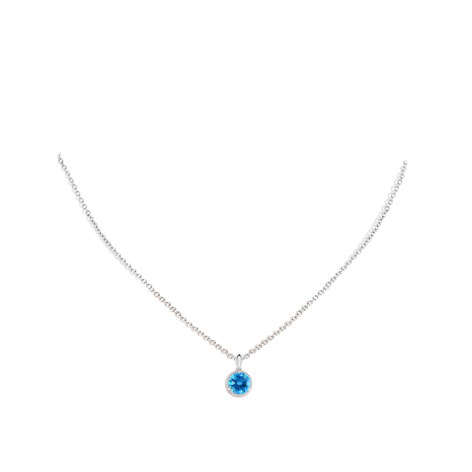 7mm AAAA Rope-Framed Claw-Set Swiss Blue Topaz Solitaire Pendant in P950 Platinum pen