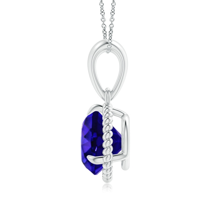 8mm AAAA Rope-Framed Claw-Set Tanzanite Solitaire Pendant in White Gold Product Image