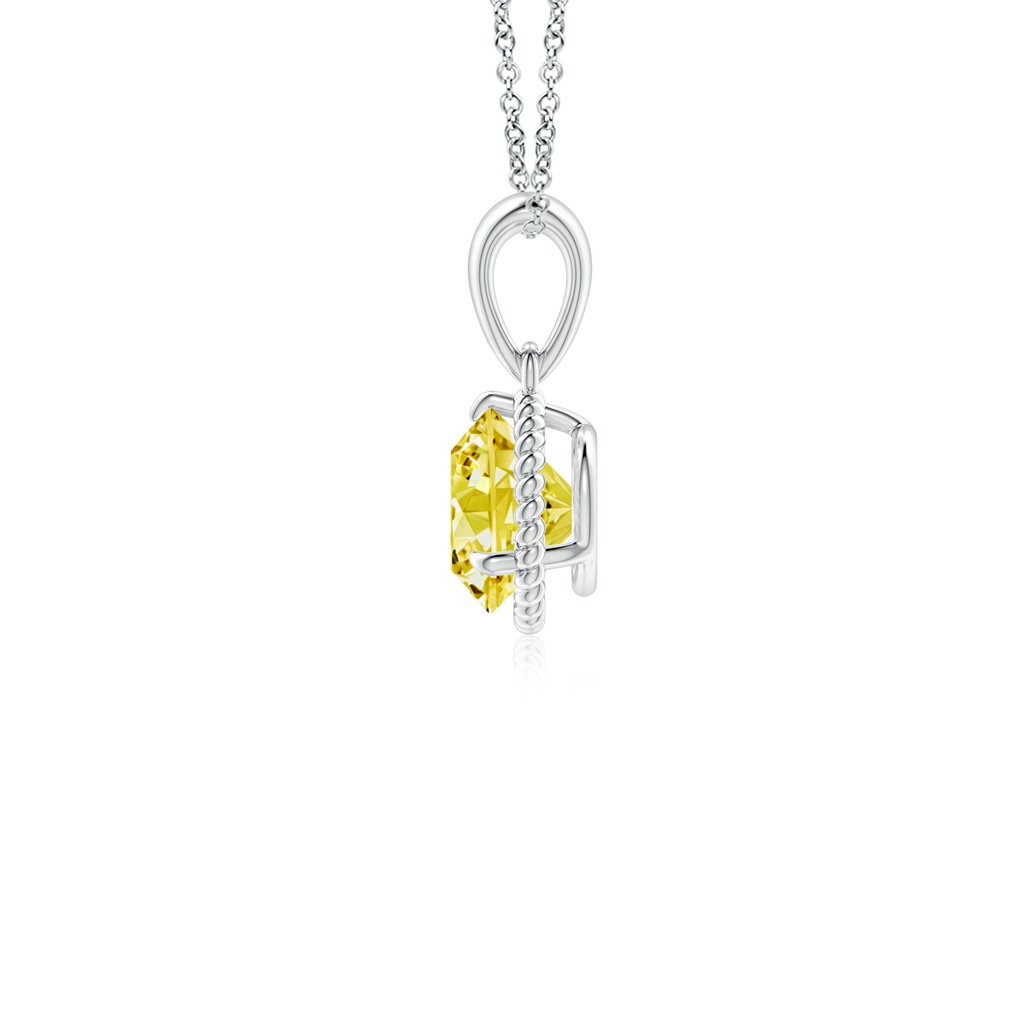 5.1mm AAAA Rope-Framed Claw-Set Fancy Intense Yellow Diamond Solitaire Pendant in P950 Platinum - side 199