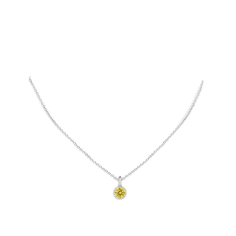 5.1mm AAAA Rope-Framed Claw-Set Fancy Intense Yellow Diamond Solitaire Pendant in P950 Platinum pen