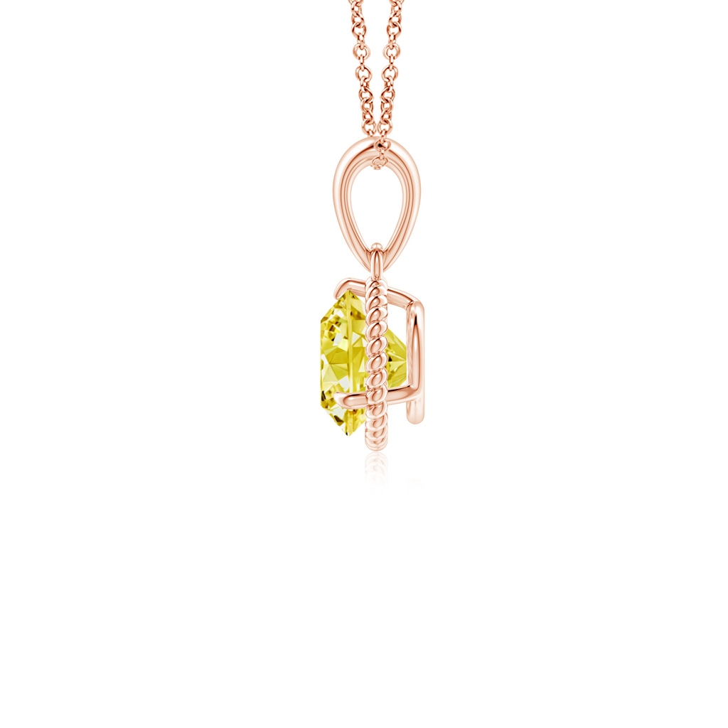 5.1mm AAAA Rope-Framed Claw-Set Fancy Intense Yellow Diamond Solitaire Pendant in Rose Gold - side 199