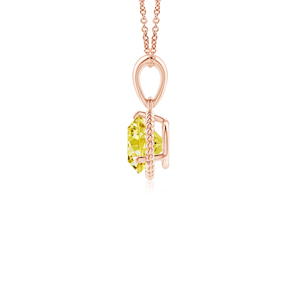 5.1mm AAAA Rope-Framed Claw-Set Fancy Intense Yellow Diamond Solitaire Pendant in Rose Gold side 199