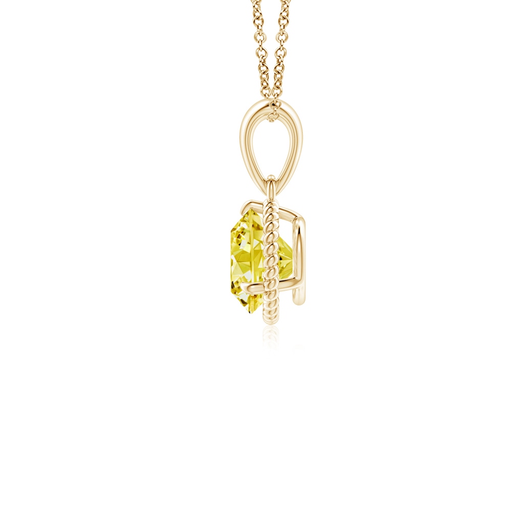 5.1mm AAAA Rope-Framed Claw-Set Fancy Intense Yellow Diamond Solitaire Pendant in Yellow Gold - side 199