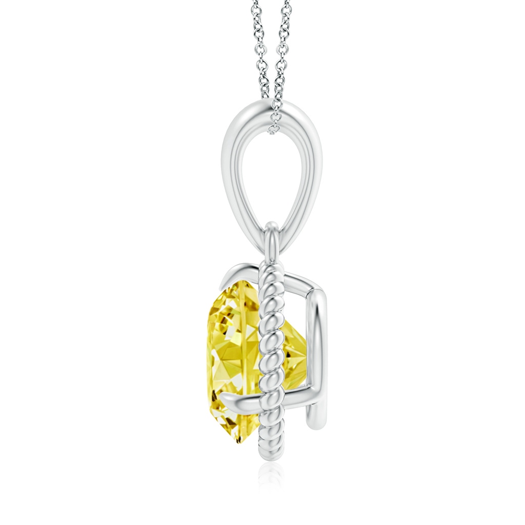 8.1mm AAAA Rope-Framed Claw-Set Fancy Intense Yellow Diamond Solitaire Pendant in White Gold - side 199
