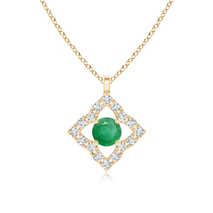 3mm A Vintage Inspired Emerald Clover Pendant in 9K Yellow Gold 