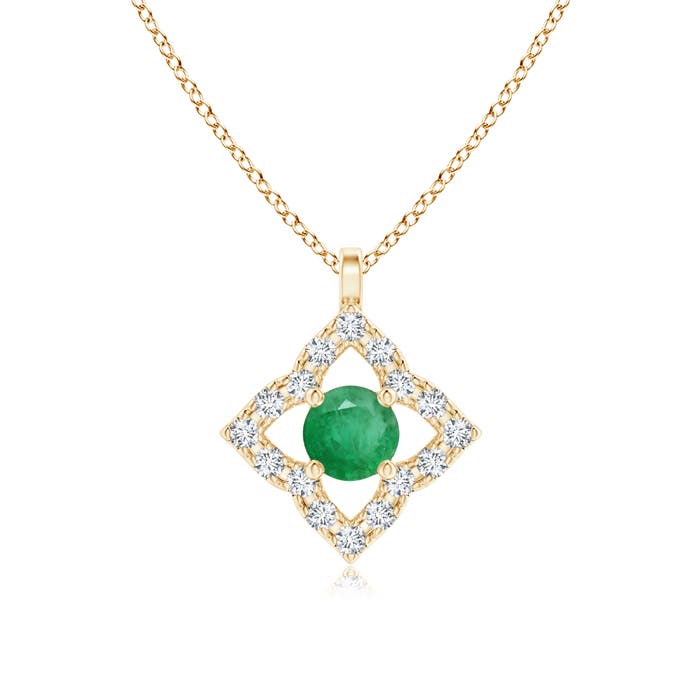 A - Emerald / 0.18 CT / 14 KT Yellow Gold