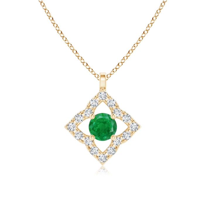 3mm AA Vintage Inspired Emerald Clover Pendant in Yellow Gold 