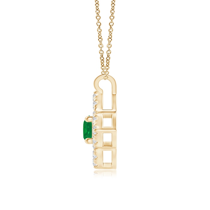 3mm AA Vintage Inspired Emerald Clover Pendant in Yellow Gold product image