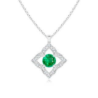 3mm AAA Vintage Inspired Emerald Clover Pendant in White Gold