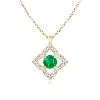 3mm AAA Vintage Inspired Emerald Clover Pendant in Yellow Gold