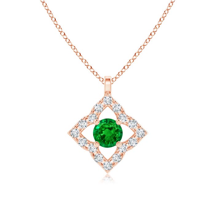 Premium - Lab-Grown Emerald / 0.18 CT / 14 KT Rose Gold