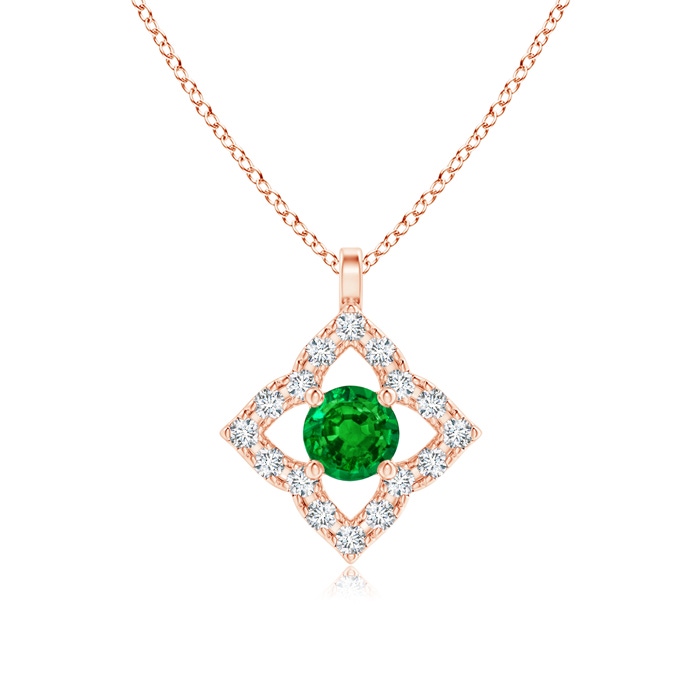 3mm Lab-Grown Vintage Inspired Emerald Clover Pendant in Rose Gold 