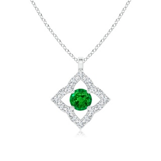 3mm AAAA Vintage Inspired Emerald Clover Pendant in White Gold