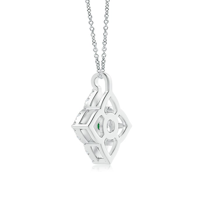 3mm AAAA Vintage Inspired Emerald Clover Pendant in White Gold - side 4