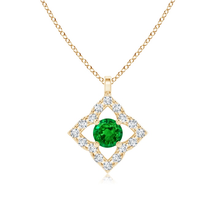 3mm AAAA Vintage Inspired Emerald Clover Pendant in Yellow Gold 