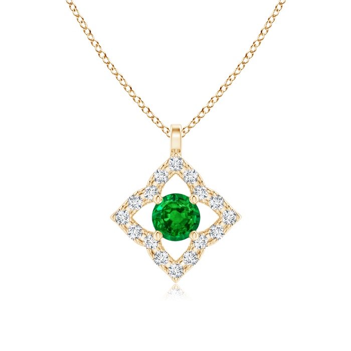 3mm AAAA Vintage Inspired Emerald Clover Pendant in Yellow Gold