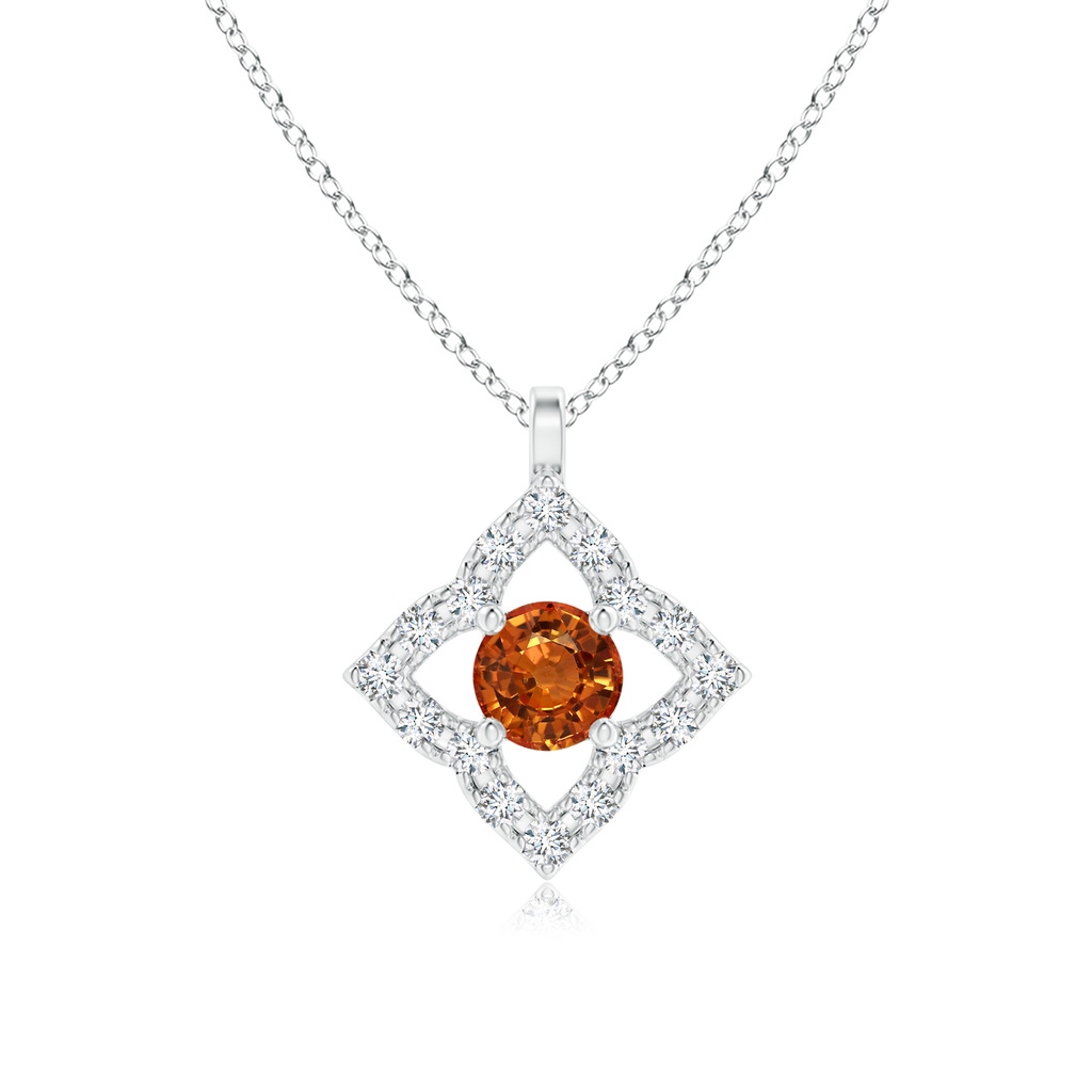 3mm AAAA Vintage Inspired Orange Sapphire Clover Pendant in P950 Platinum