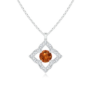 3mm AAAA Vintage Inspired Orange Sapphire Clover Pendant in White Gold