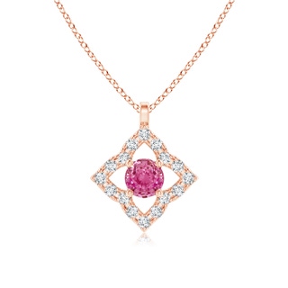 3mm AAA Vintage Inspired Pink Sapphire Clover Pendant in Rose Gold