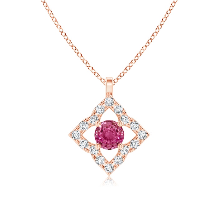 3mm AAAA Vintage Inspired Pink Sapphire Clover Pendant in Rose Gold