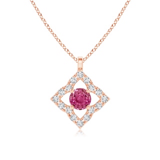 3mm AAAA Vintage Inspired Pink Sapphire Clover Pendant in Rose Gold