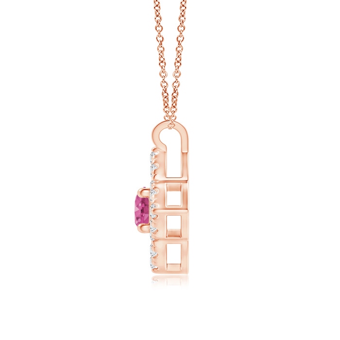 3mm AAAA Vintage Inspired Pink Sapphire Clover Pendant in Rose Gold Product Image