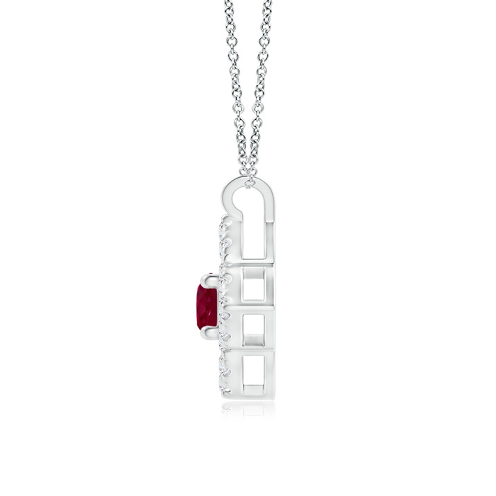 3mm A Vintage Inspired Ruby Clover Pendant in White Gold product image