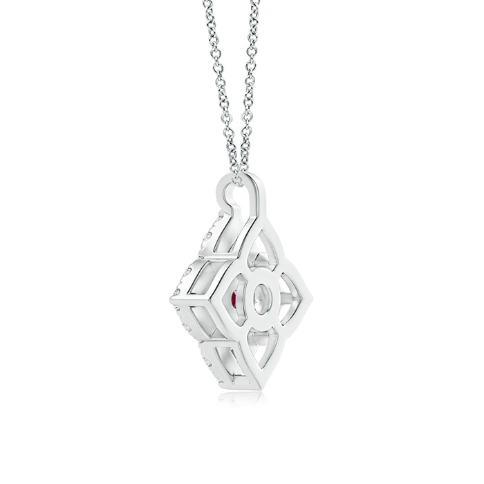 3mm A Vintage Inspired Ruby Clover Pendant in White Gold product image