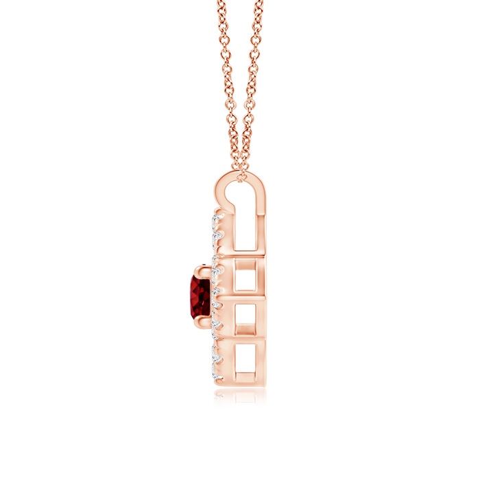3mm AAAA Vintage Inspired Ruby Clover Pendant in Rose Gold product image