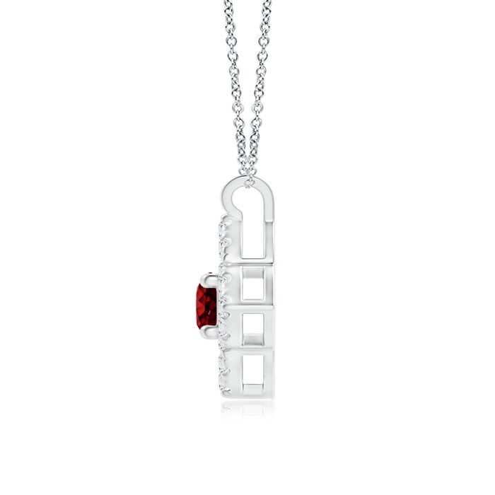 3mm AAAA Vintage Inspired Ruby Clover Pendant in White Gold product image