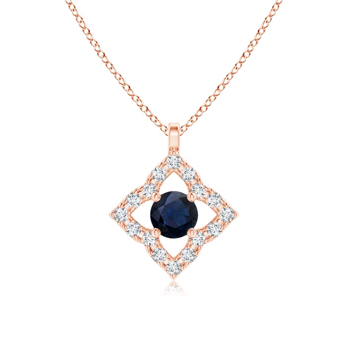 3mm A Vintage Inspired Blue Sapphire Clover Pendant in Rose Gold 