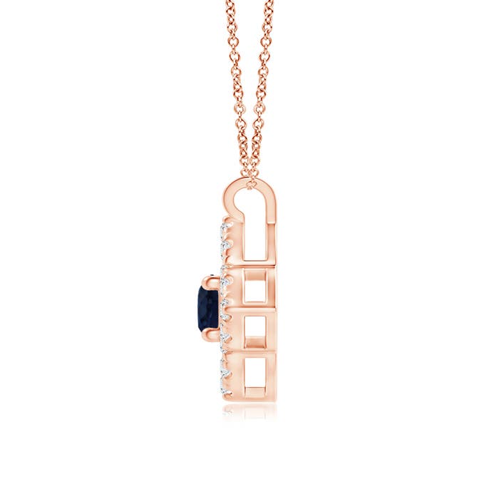 A - Blue Sapphire / 0.22 CT / 14 KT Rose Gold