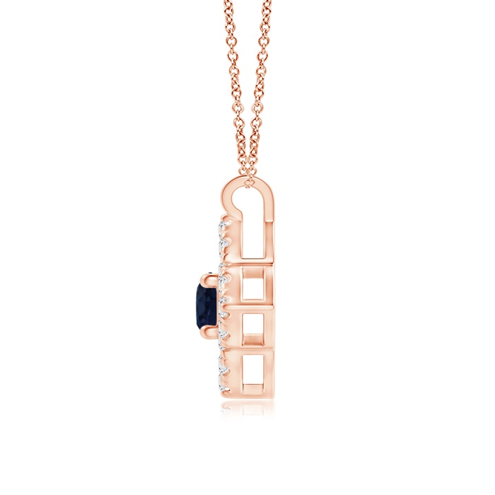 3mm A Vintage Inspired Blue Sapphire Clover Pendant in Rose Gold product image