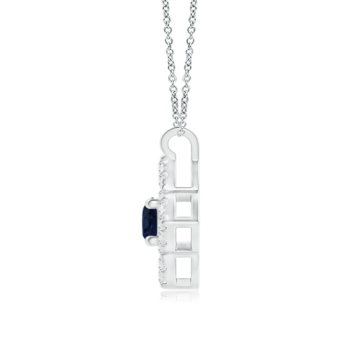 3mm A Vintage Inspired Blue Sapphire Clover Pendant in White Gold product image