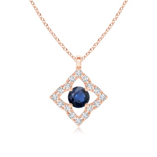 3mm AA Vintage Inspired Blue Sapphire Clover Pendant in 10K Rose Gold