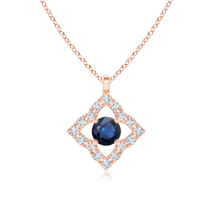 3mm AA Vintage Inspired Blue Sapphire Clover Pendant in Rose Gold 