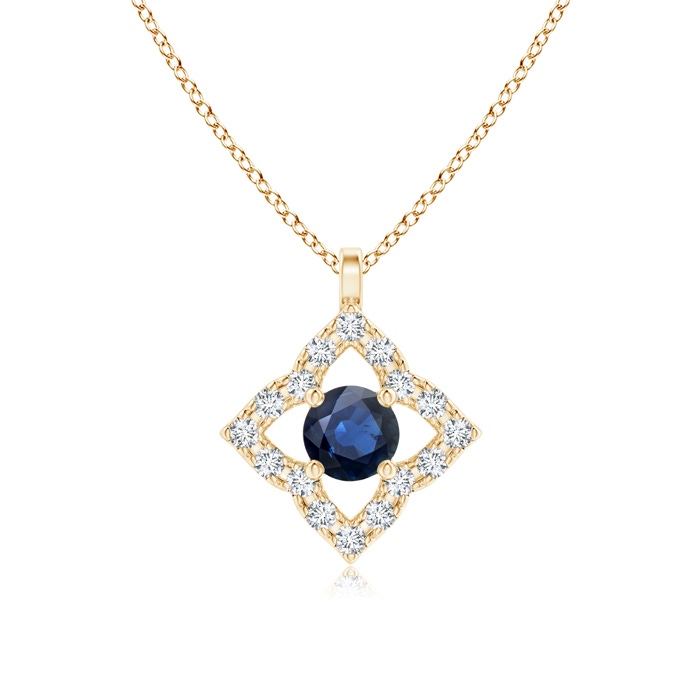 3mm AA Vintage Inspired Blue Sapphire Clover Pendant in Yellow Gold 