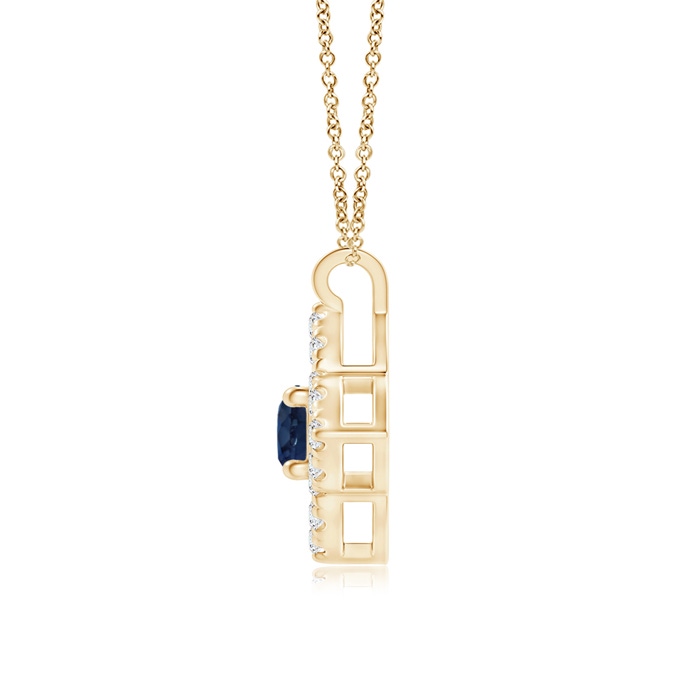 3mm AA Vintage Inspired Blue Sapphire Clover Pendant in Yellow Gold product image