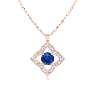 3mm AAA Vintage Inspired Blue Sapphire Clover Pendant in Rose Gold