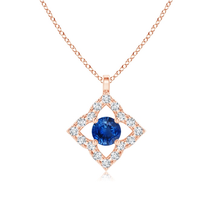 3mm AAA Vintage Inspired Blue Sapphire Clover Pendant in Rose Gold 