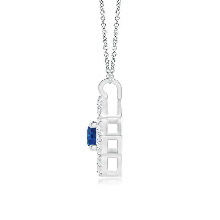 3mm AAA Vintage Inspired Blue Sapphire Clover Pendant in White Gold product image